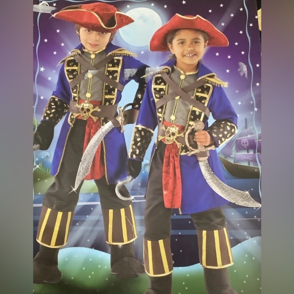 Kids Pirate Costume - Blue and Black